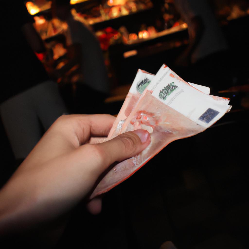 Person Holding Cash In Restaurant