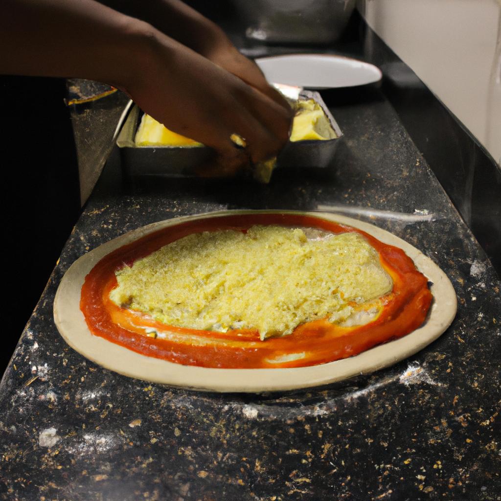 Person Making Pizza In Kitchen