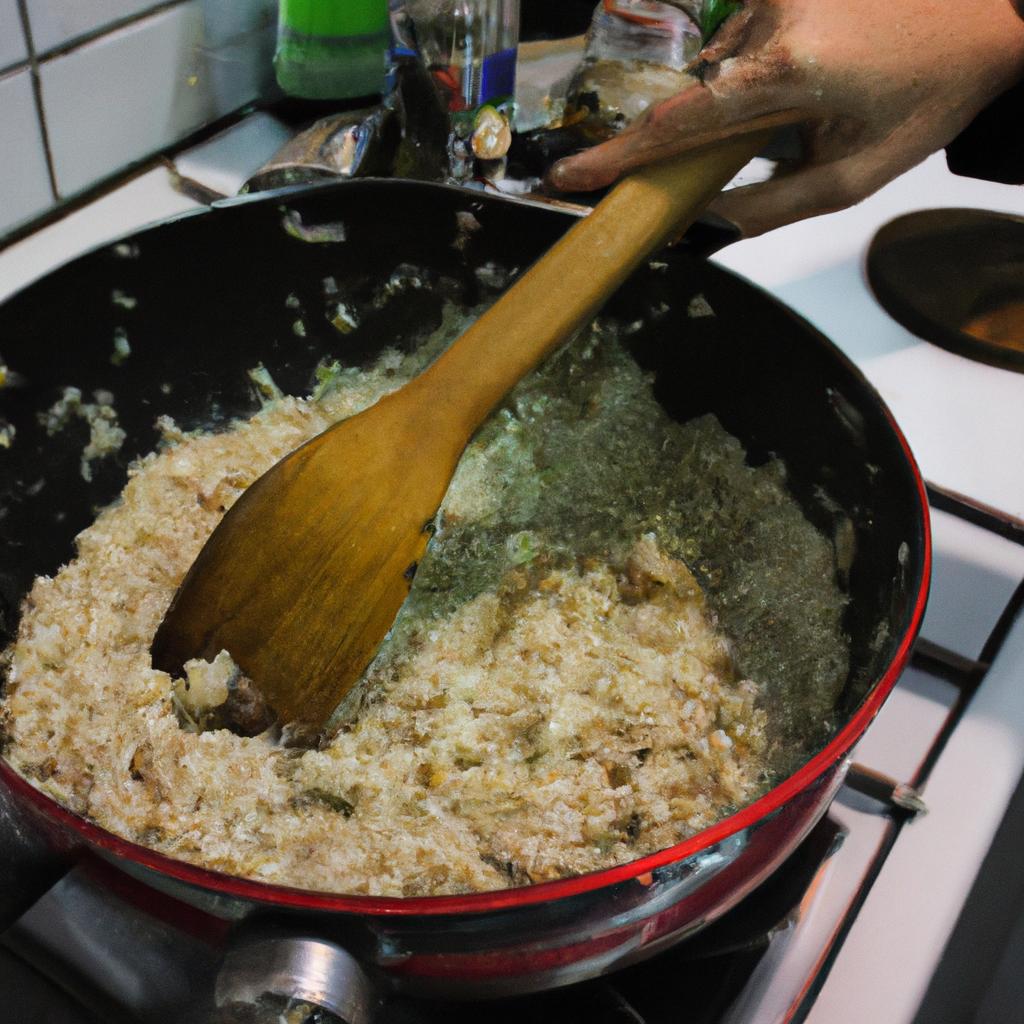 Person Cooking Risotto In Kitchen