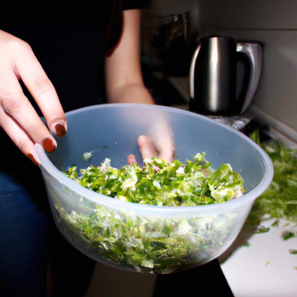 Person Preparing Salad In Kitchen