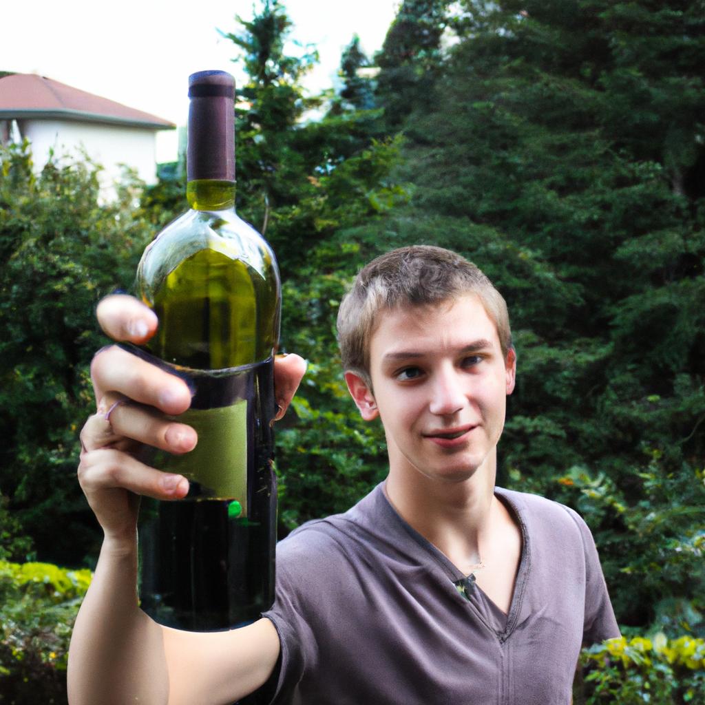 Person Holding Wine Bottle, Smiling