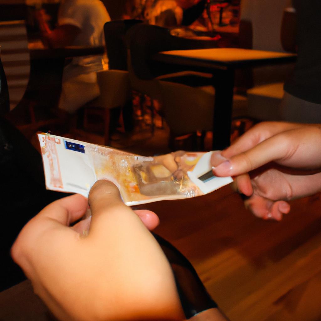 Person Handling Money At Restaurant